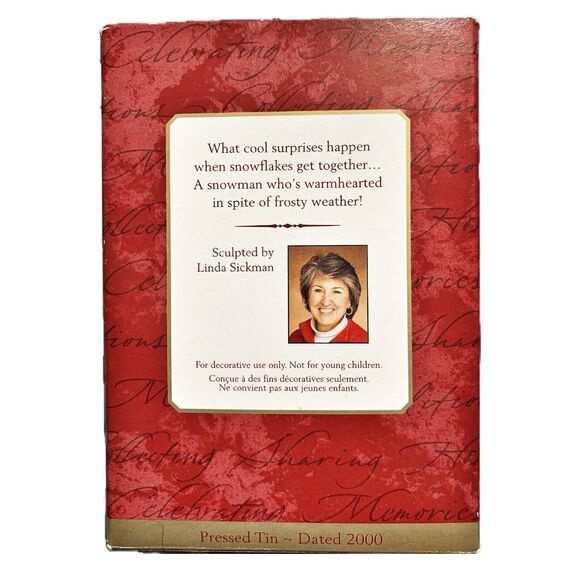 Hallmark Keepsake Ornament Christmas - Cool Character - Pressed Tin Snowman 2000 - Picture 7 of 10